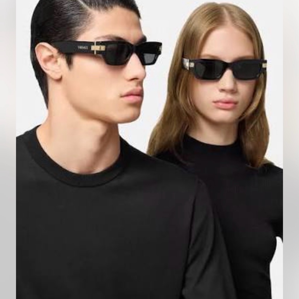 Versace Black Rectangular Sunglasses